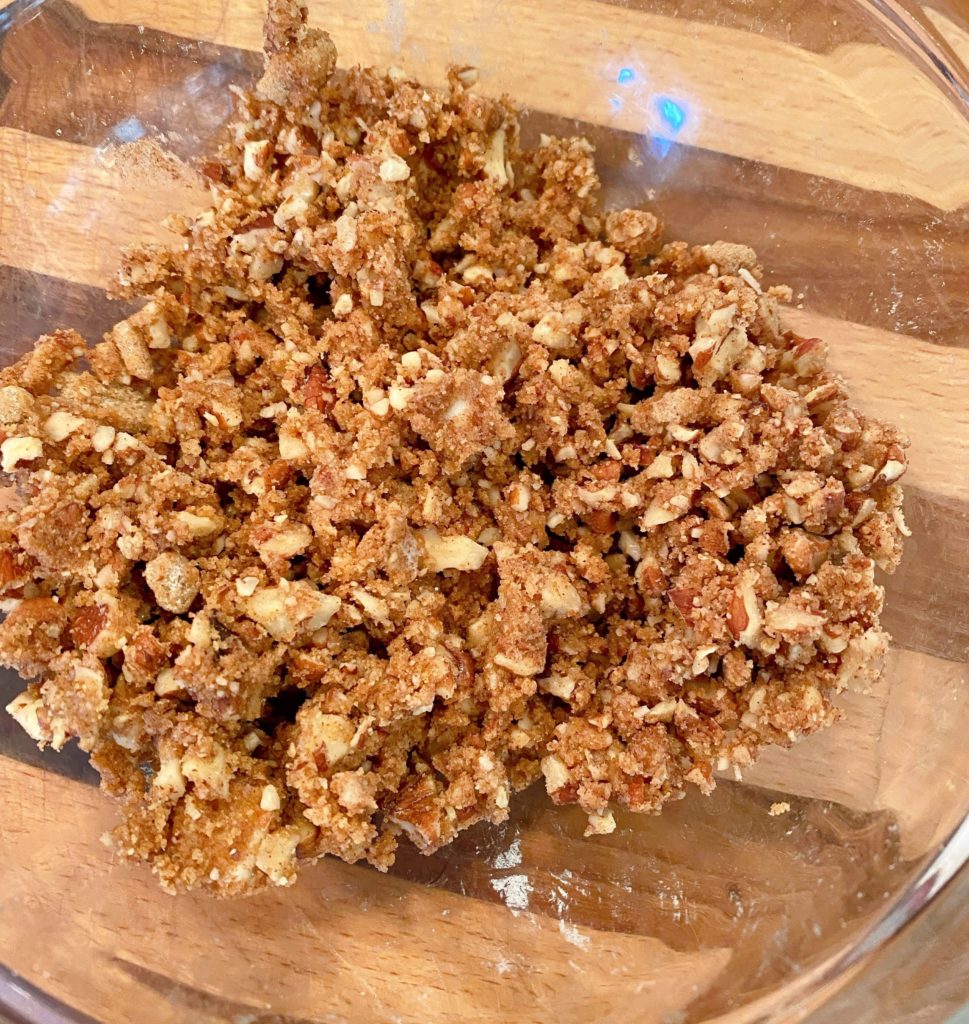 Pecan Streusel Topping mixed and in a bowl.