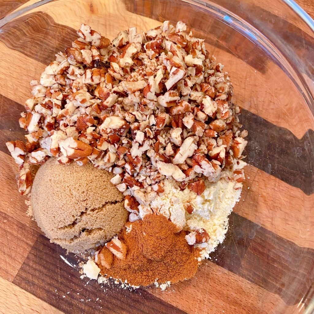 Streusel Topping Ingredients in a small bowl.