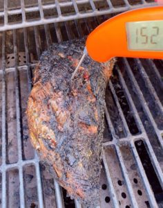 Tri Tip with meat thermometer.
