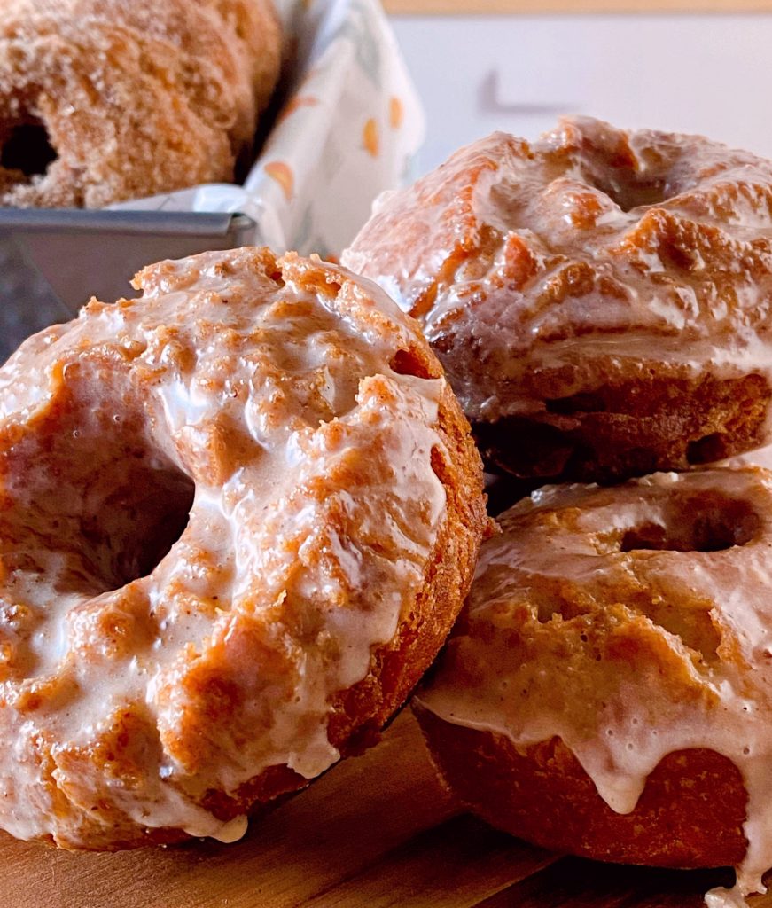 Glazed Donuts close-up photo.