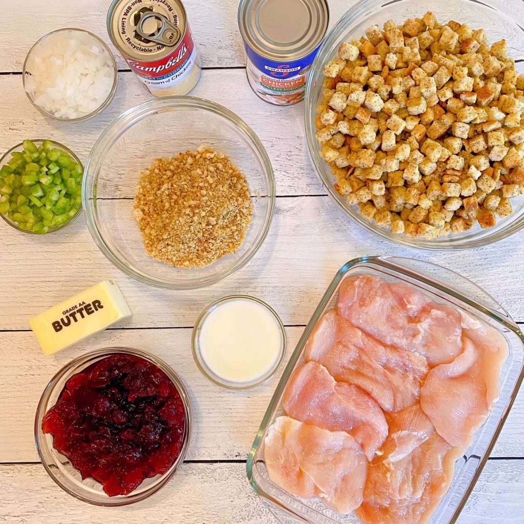 Ingredients on a table for casserole.