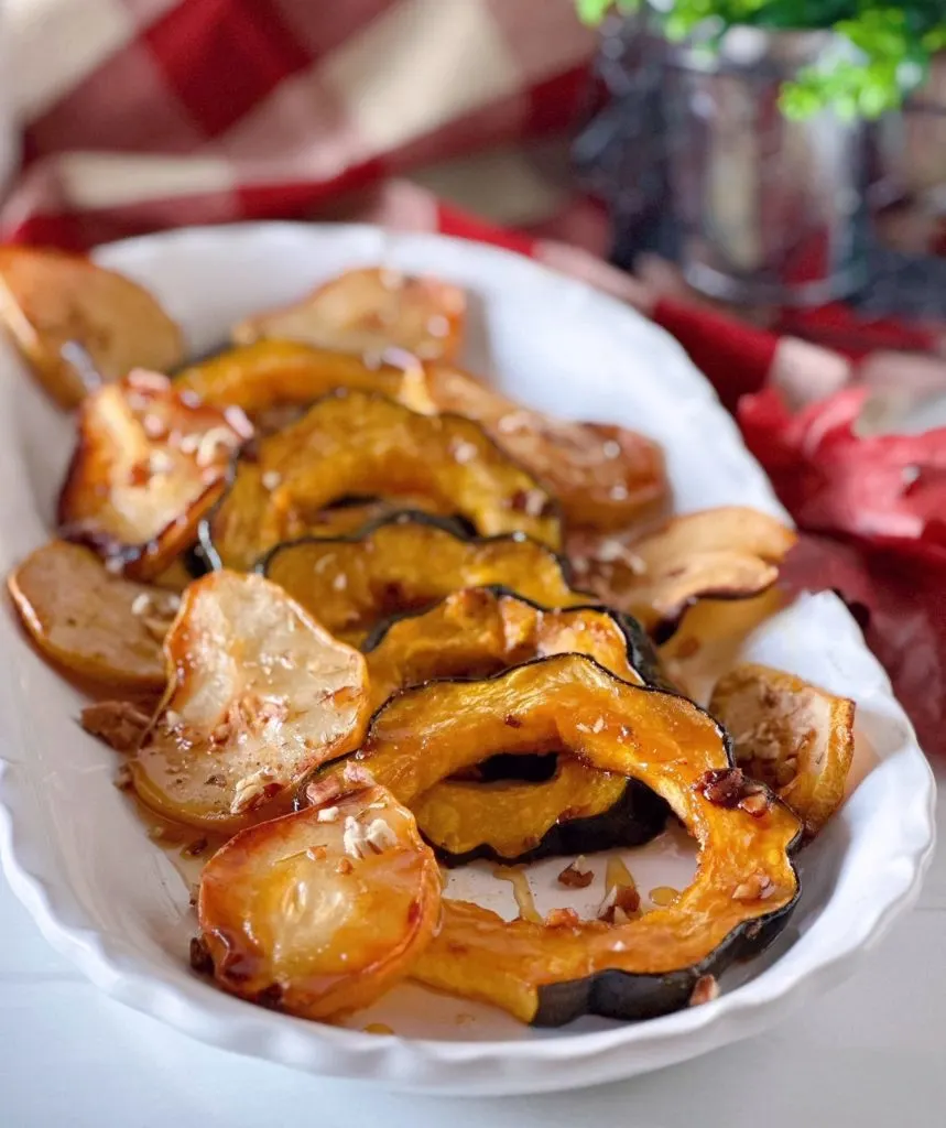 Acorn Squash and Pears on long platter.