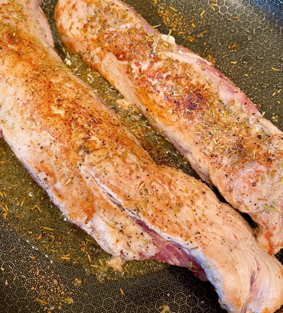 Braised Pork Tenderloin in a large skillet.