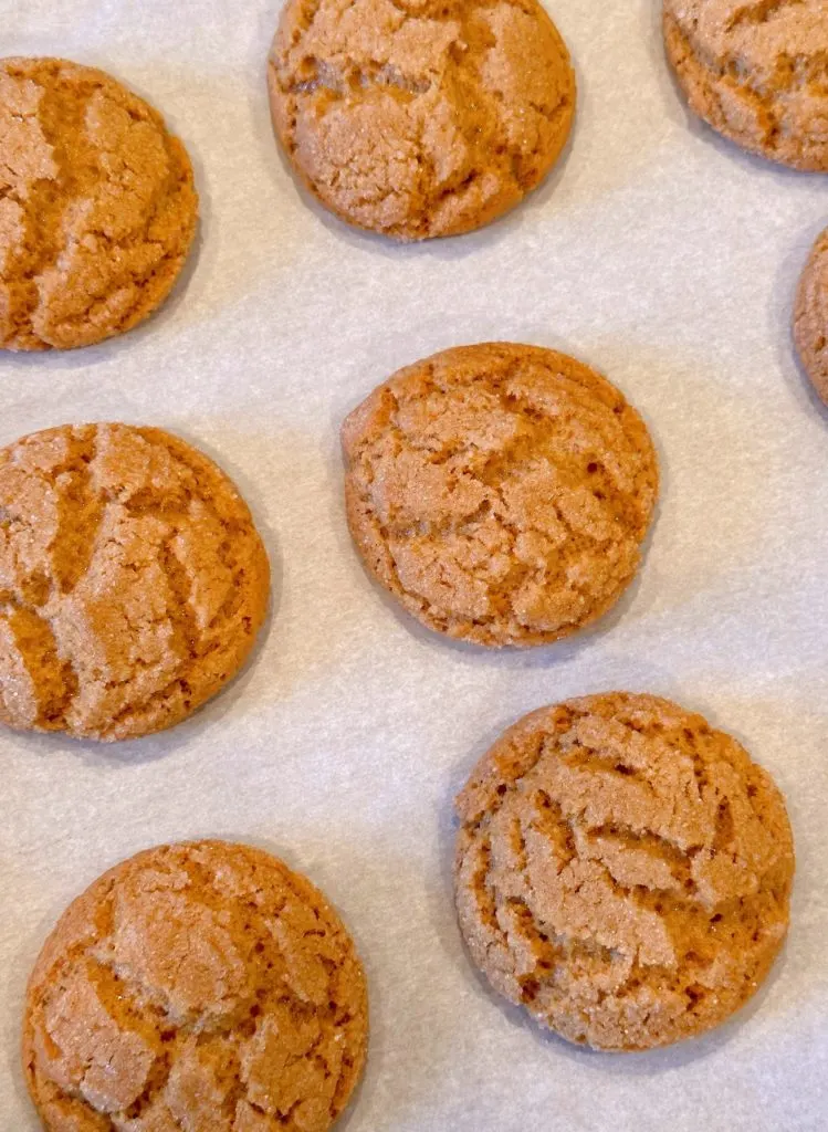 Baked Cookies fresh out of the oven on the baking sheet.