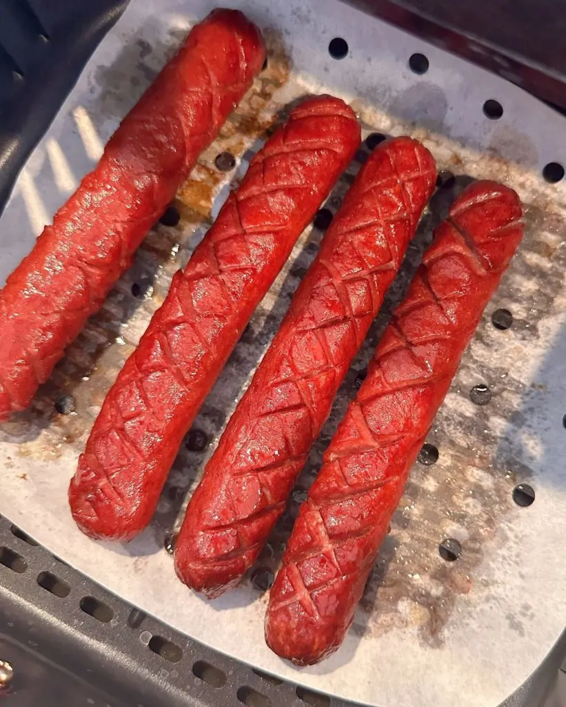 Cooked hot dogs in the air fryer.