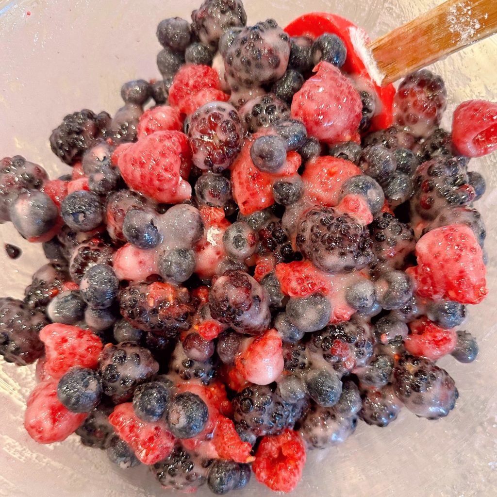Fresh Berries, sugar, lemon juice, and cornstarch in a large bowl, combined.