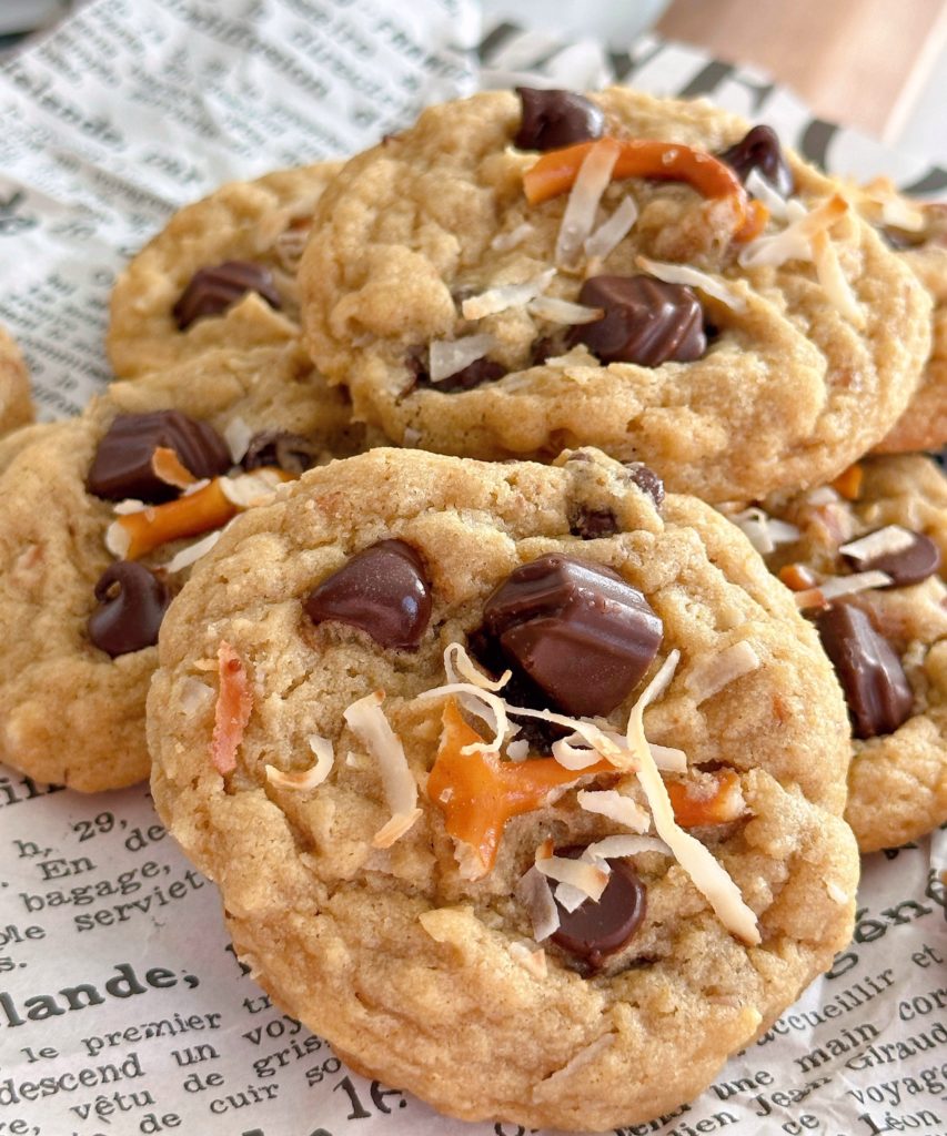 Close-up photo of Loaded Trash Can Chocolate Chip Cookies.