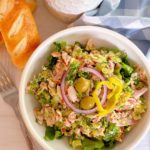 Italian Grinder Salad in a white bowl.