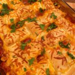 Baked Casserole with cilantro sprinkled on top.