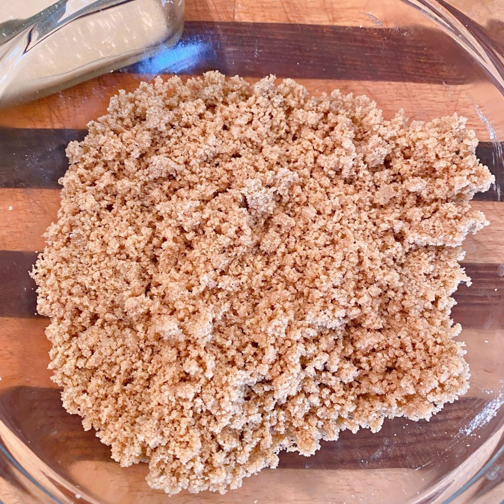 Streusel Cinnamon Topping for Coffee Cake in a small bowl.