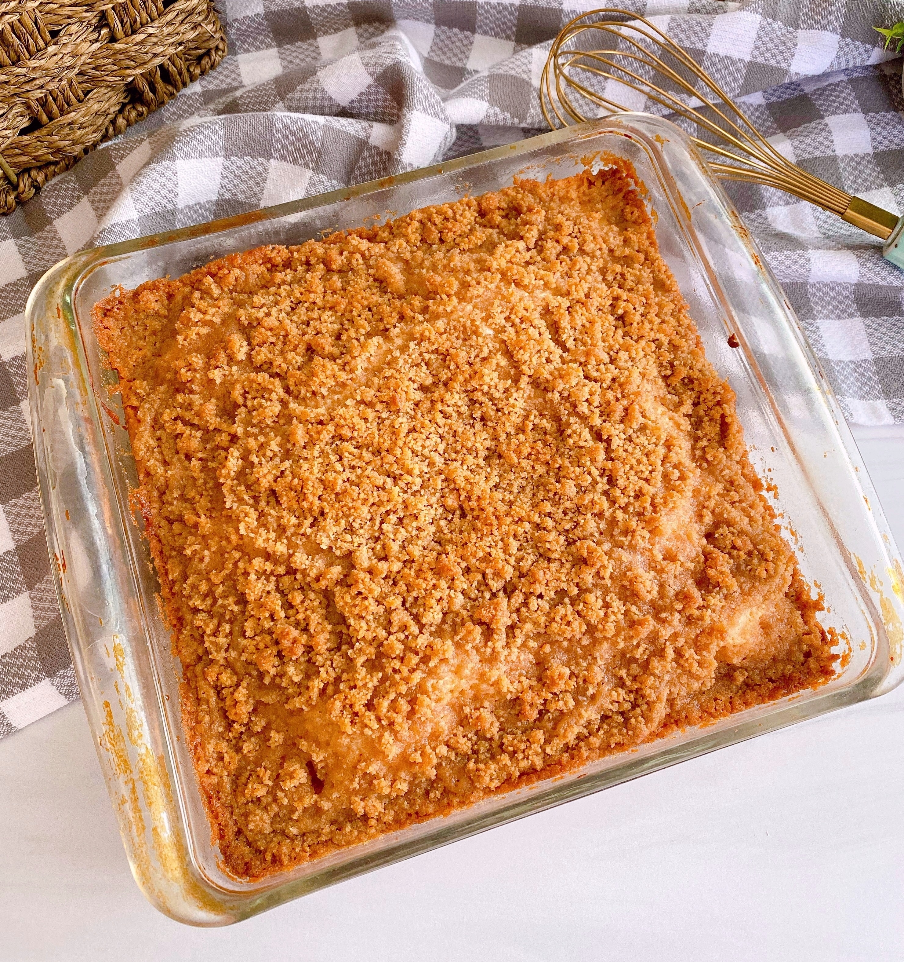 Overhead shot of Bisquick Cinnamon Coffee Cake with Streusel.