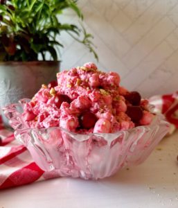 Cranberry Apple Fluff Salad in a serving dish.