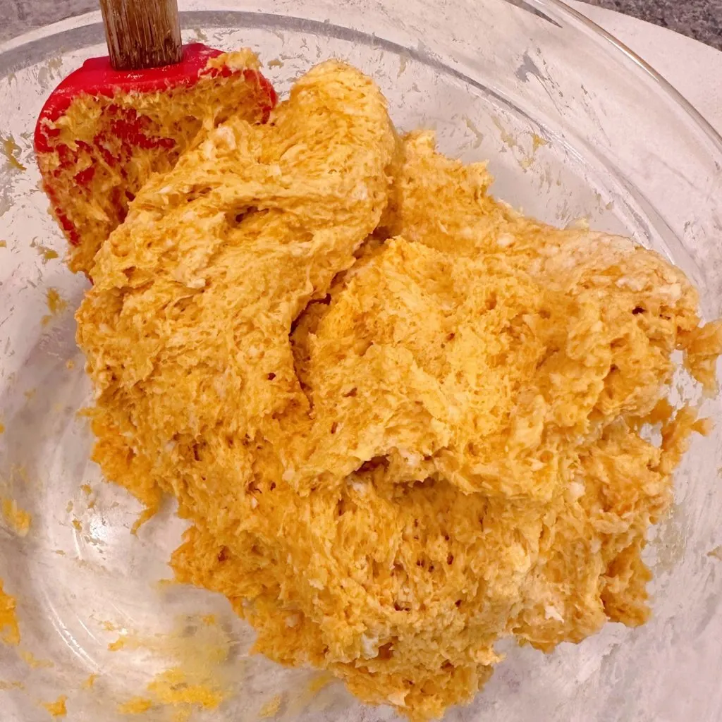 Pumpkin Biscuit Dough in a bowl.