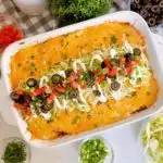 Baked Casserole topped with Taco Toppings.