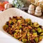 Roasted Brussels Sprouts in a serving dish.
