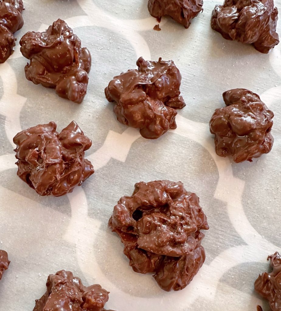 Candies on a piece of parchment paper to cool.