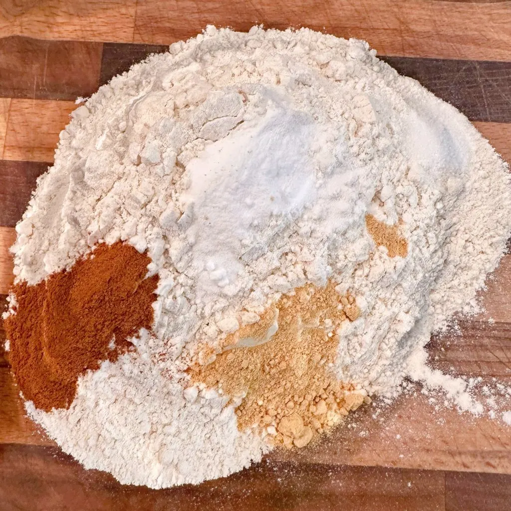 Dry ingredients and spices in a medium bowl.