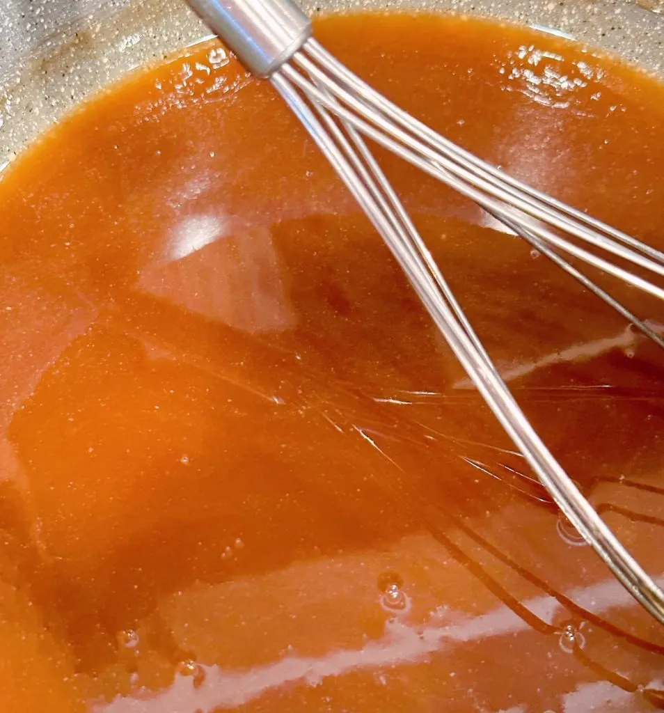 Caramel Sauce finished in a saucepan.