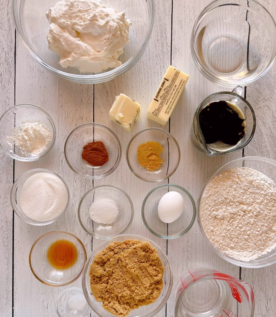 Ingredients for Gingerbread Cake and Caramel Sauce Recipe.