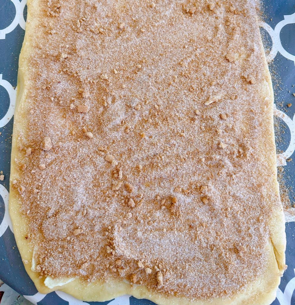 Cinnamon sugar blend on top of spread butter.