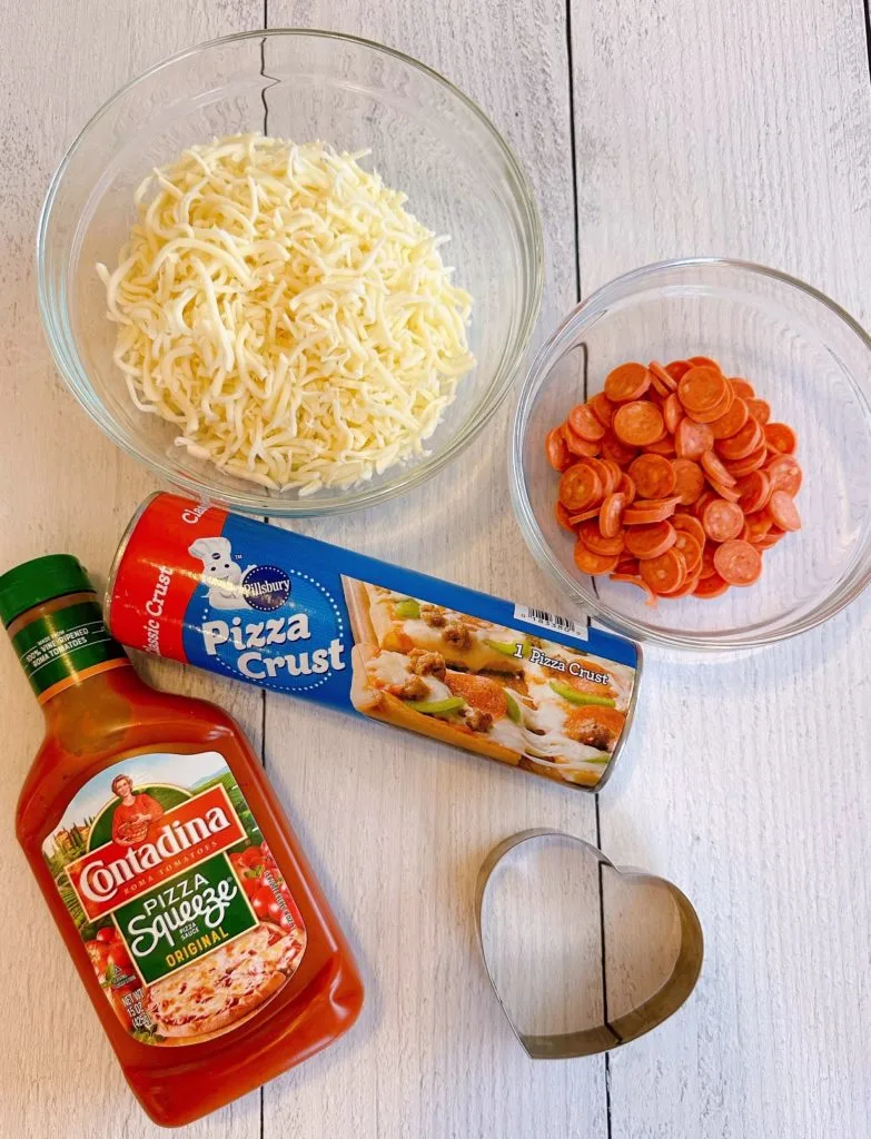 Ingredients for Mini-Heart Shaped Pizzas.