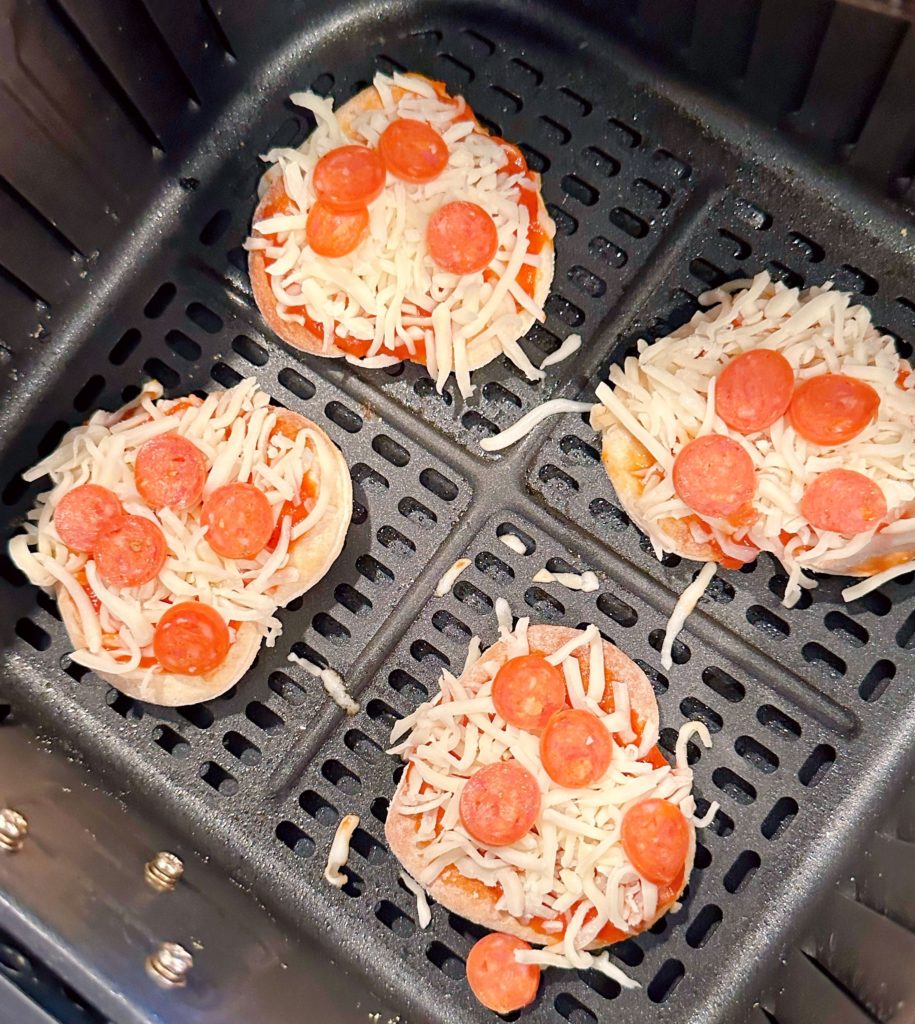 Mini heart pepperoni pizzas in the air fryer!