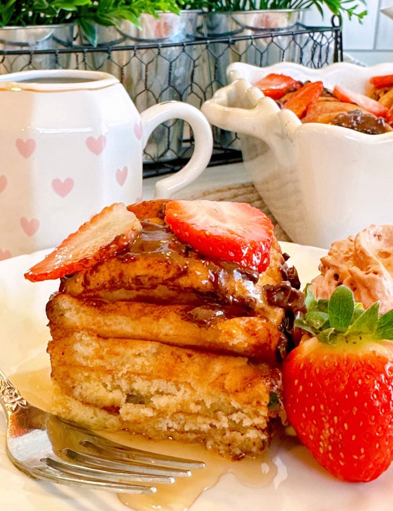 Serving French Toast Pancakes.