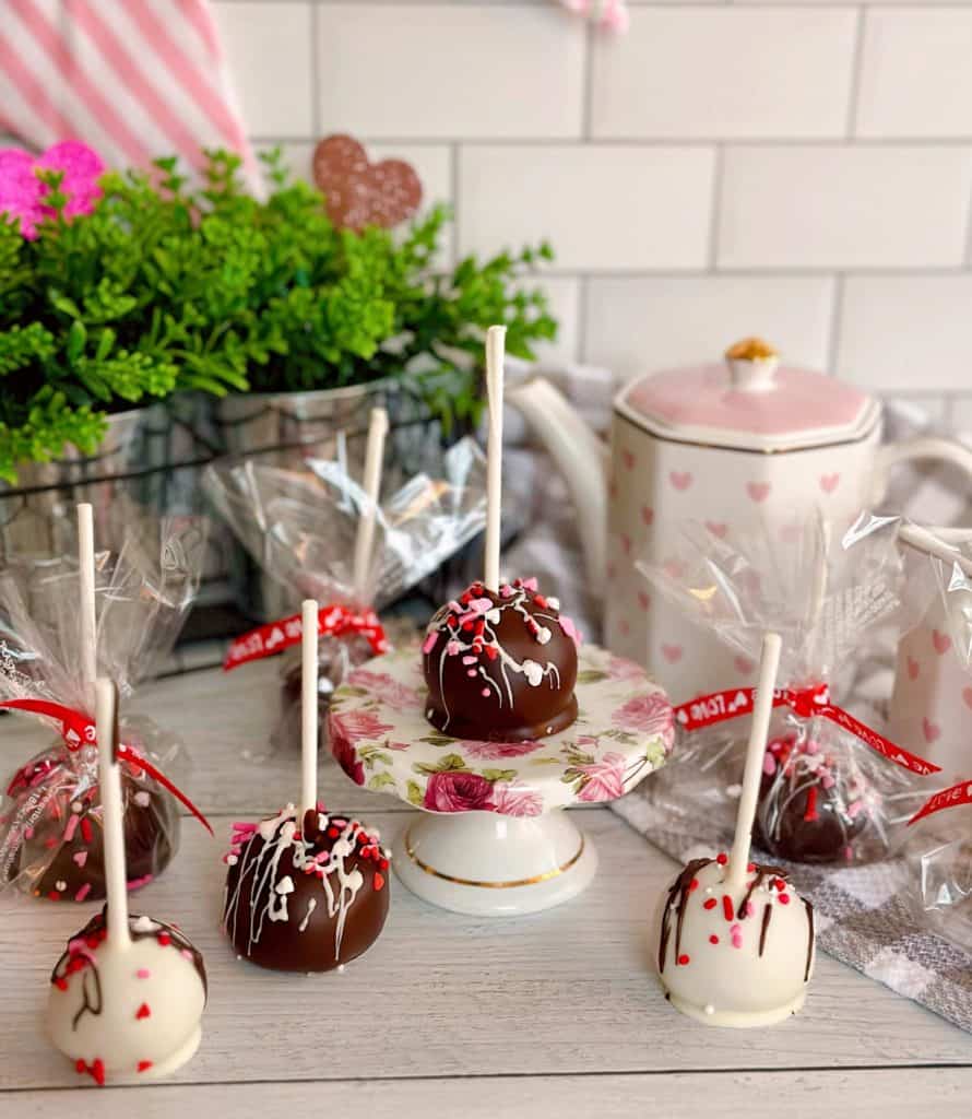 Cake Pops on a table.