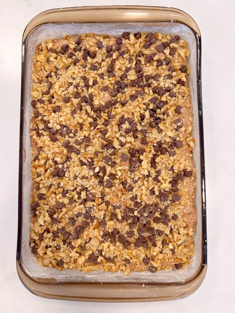 Walnuts were added on the top of the cake.