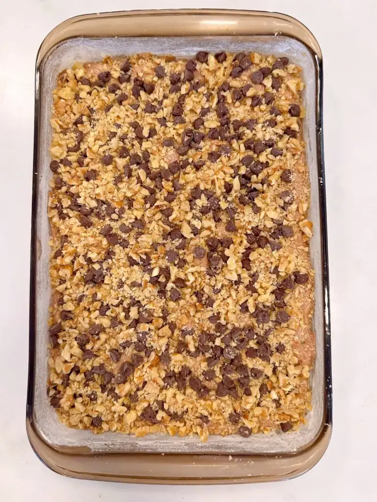 Walnuts were added on the top of the cake.
