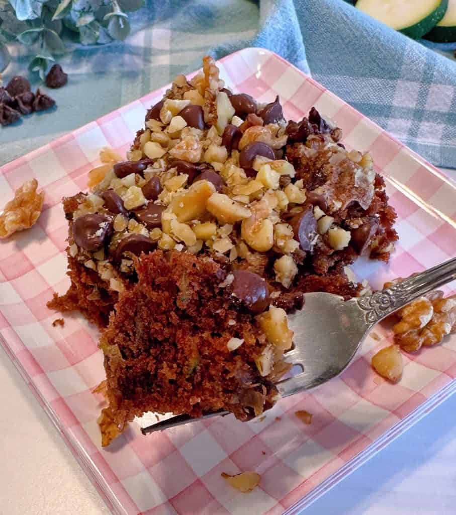 Cake bite on a fork.
