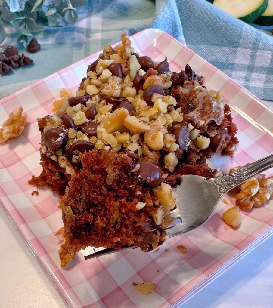 Cake bite on a fork.