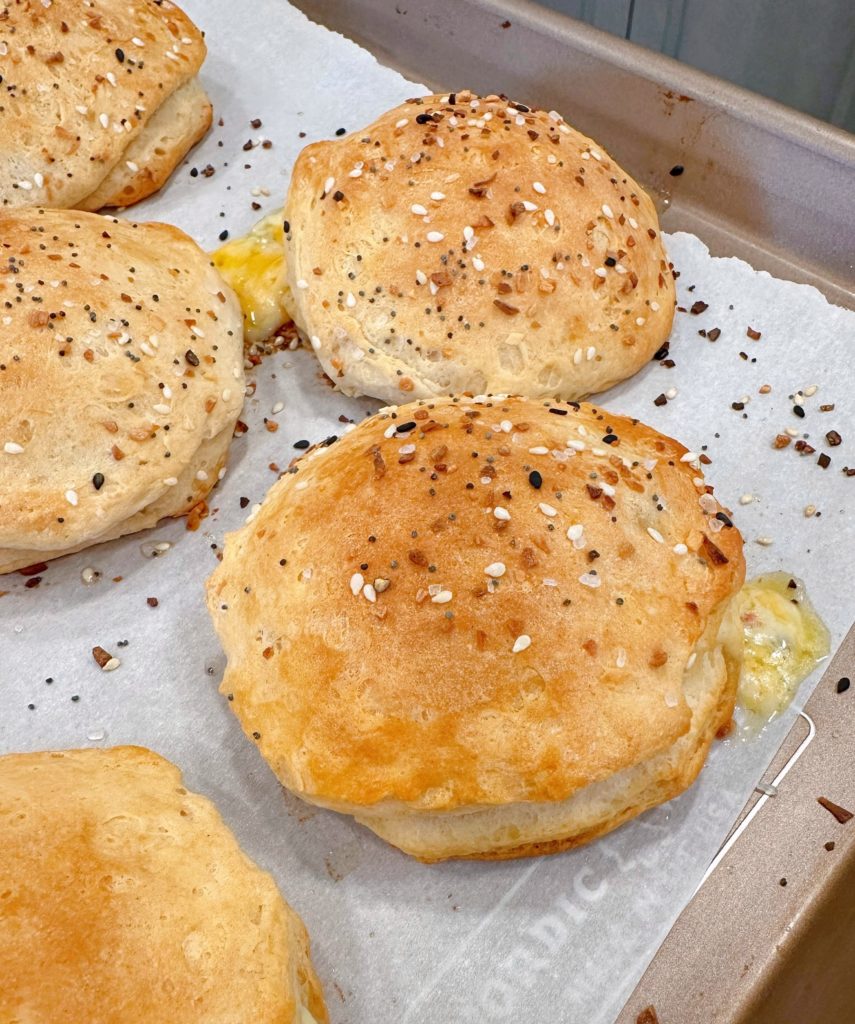 Baked breakfast biscuits.