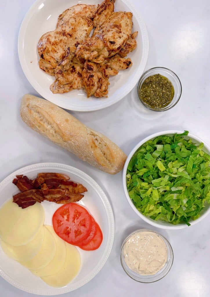 Ingredients for Chicken Caesar Sandwiches.