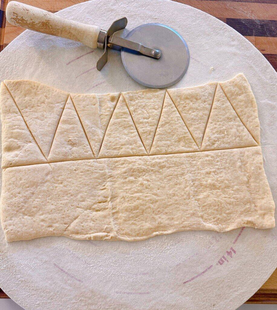 Crescent dough cut into triangles.