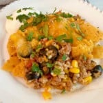 Cheesy Taco Rice Casserole serving.