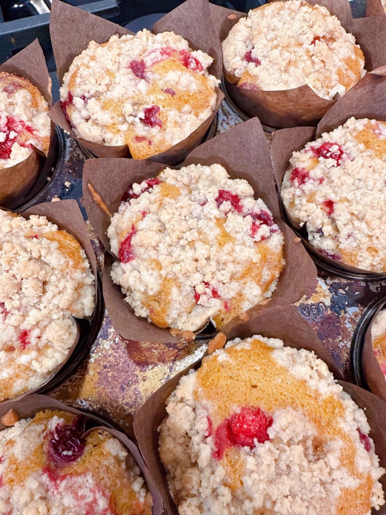 Baked muffins in muffin tin.