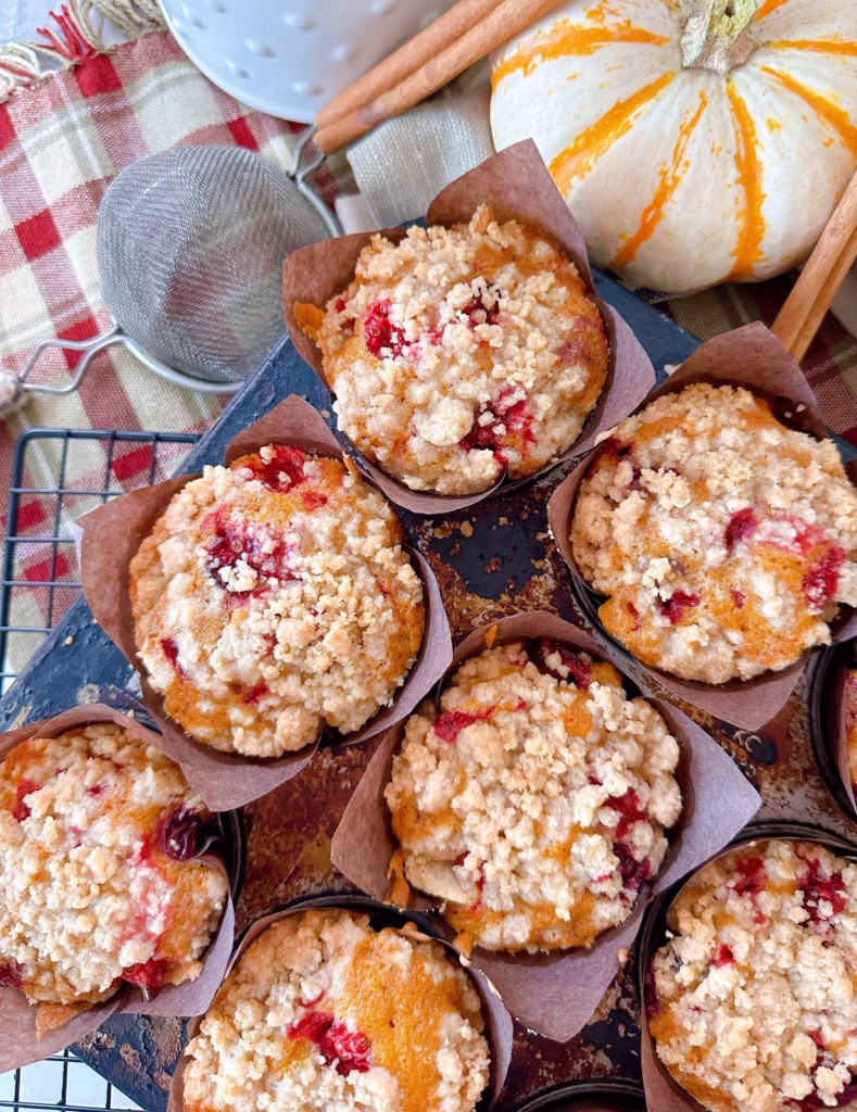 Cranberry Pumpkin Muffins in the muffin tin.
