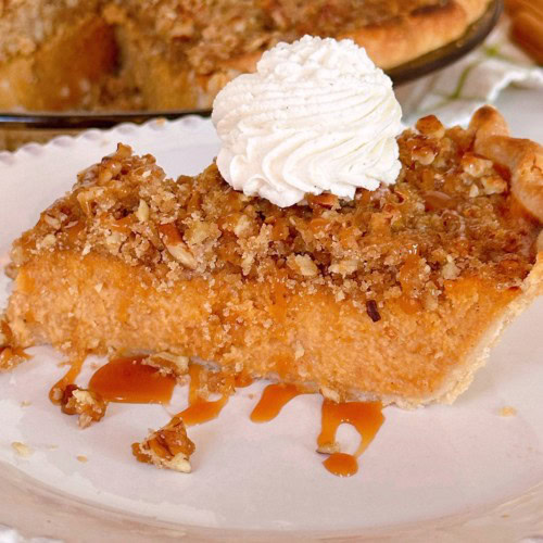 Sweet Potato Pecan Pie slice.