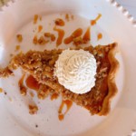 Sweet Potato Pie slice taken from above with whipped cream.