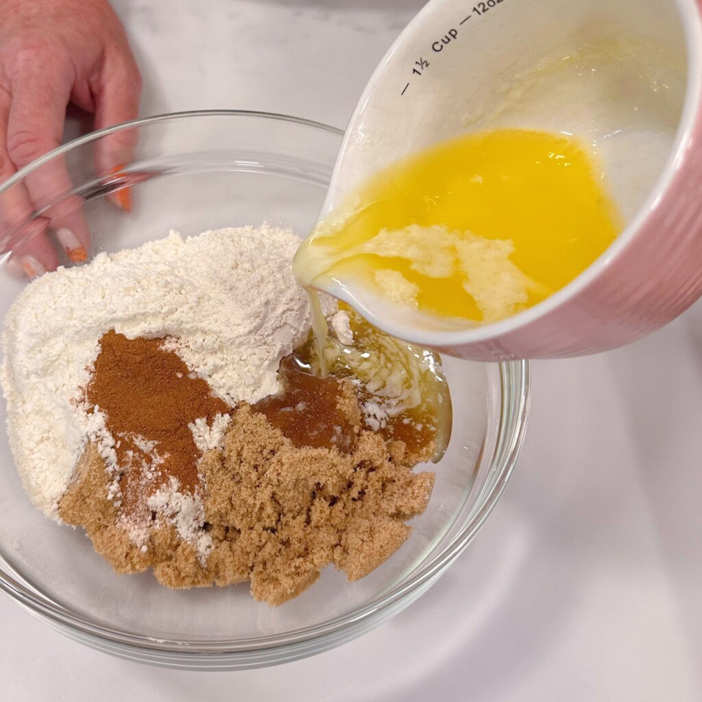 Crumb topping ingredients in a bowl