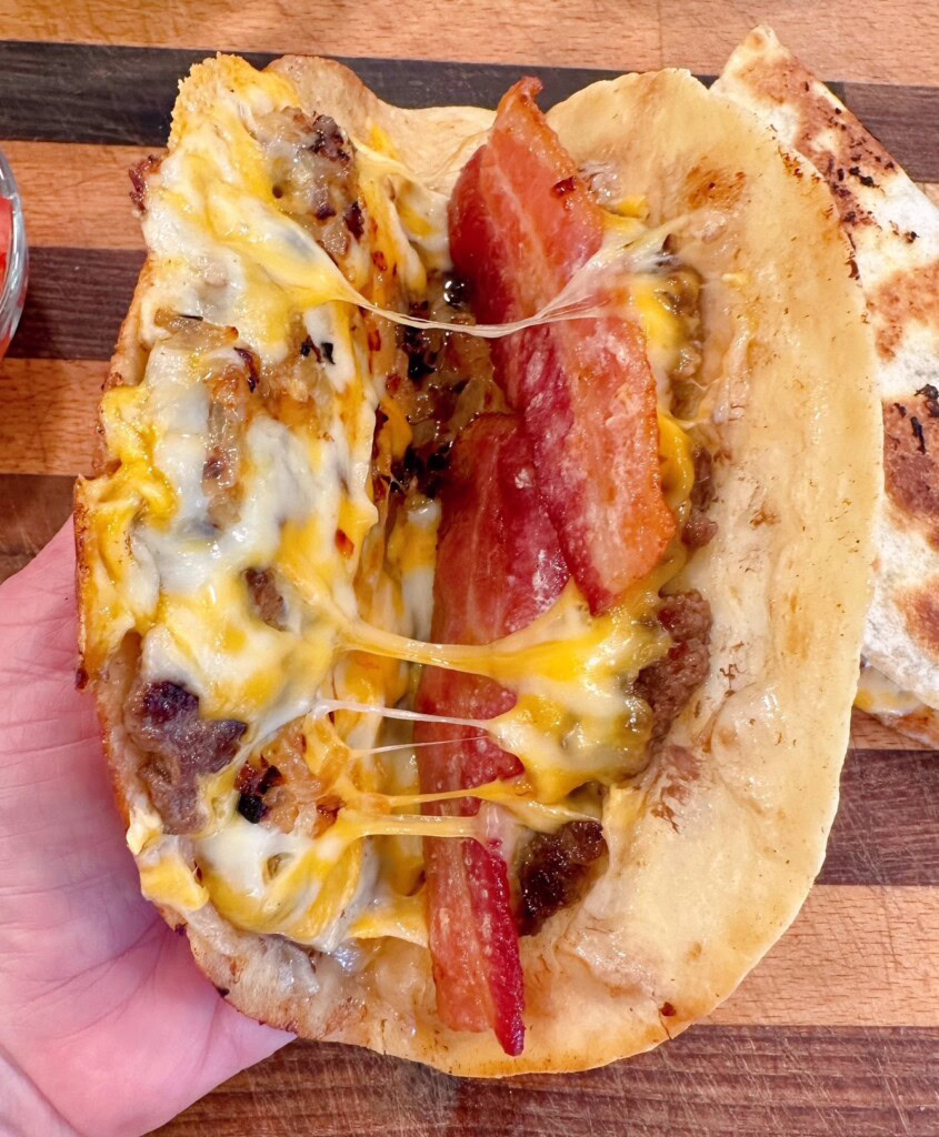 Folding Quesadilla's in half.