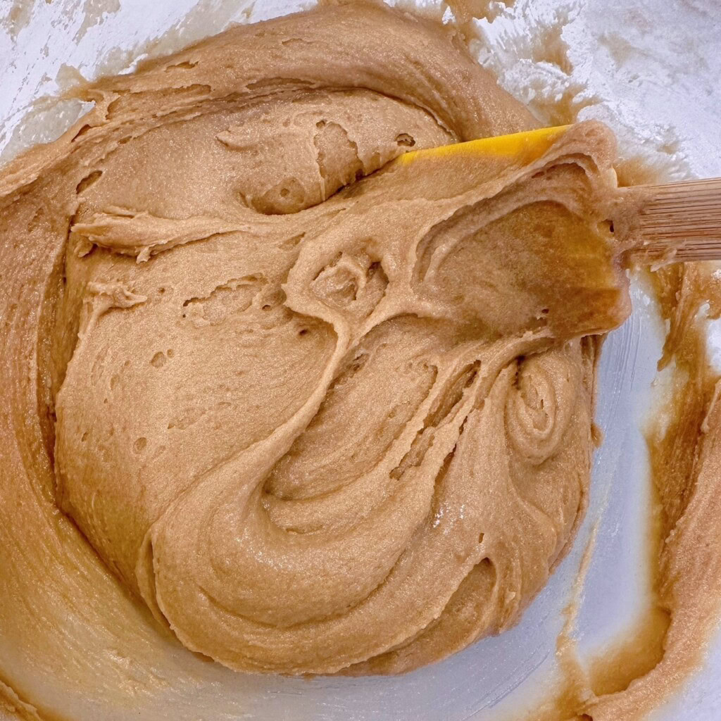 Blondie batter in a glass bowl.