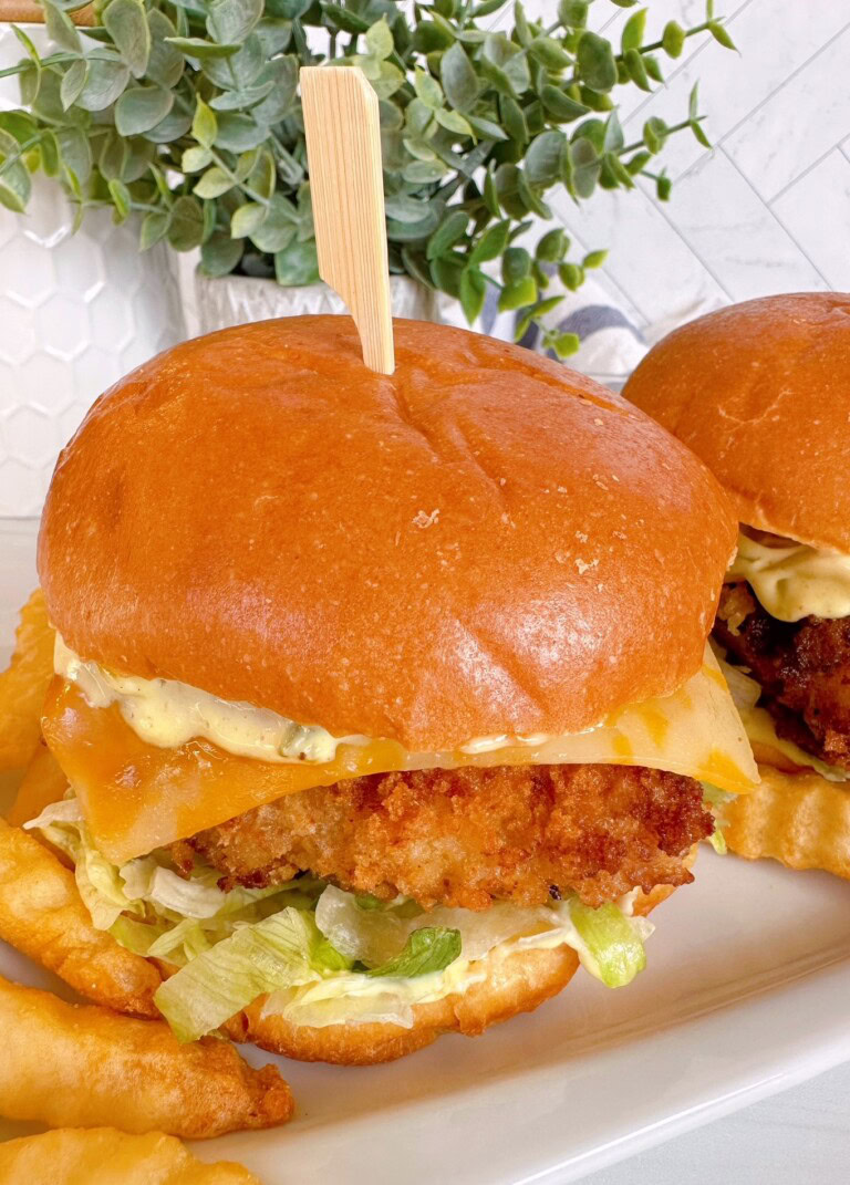 Filet-O-Fish copy cat sandwich with french fries and tartar sauce.