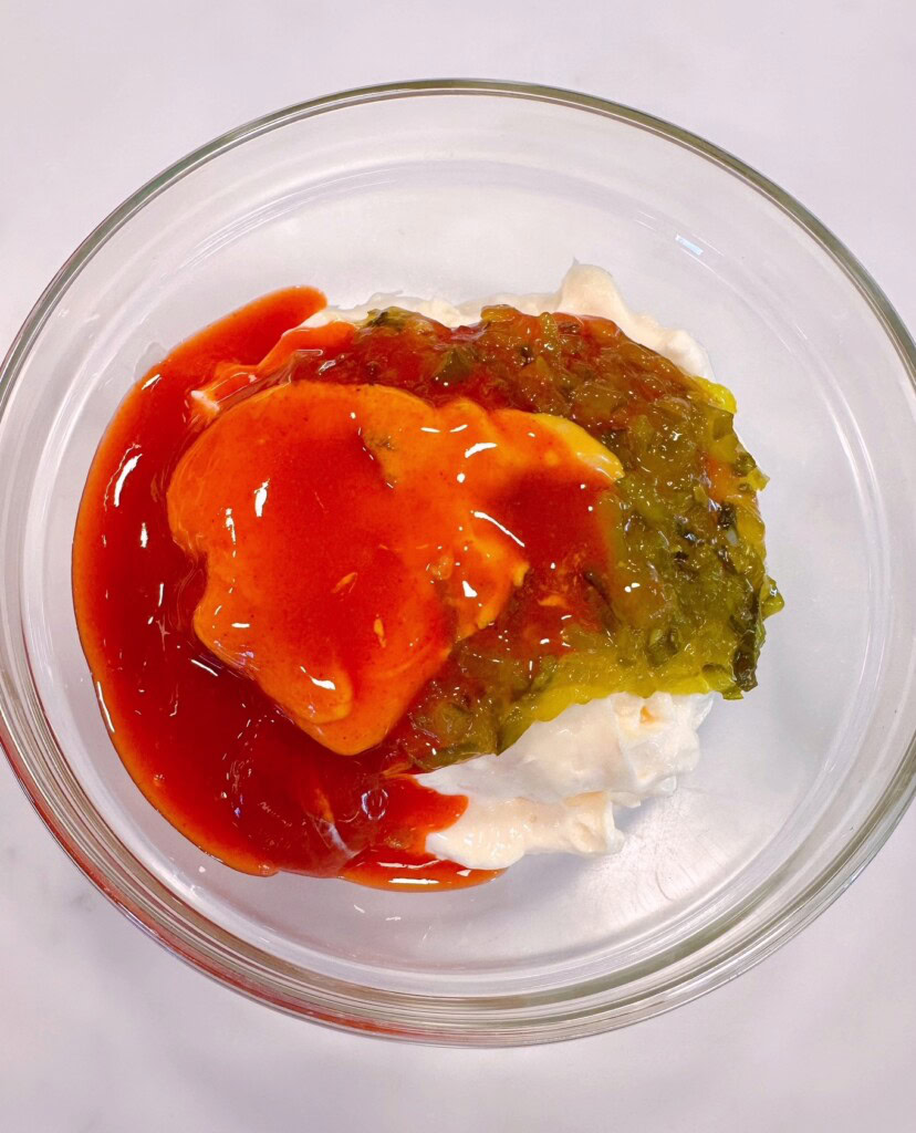 Sauce ingredients in a medium-sized bowl.