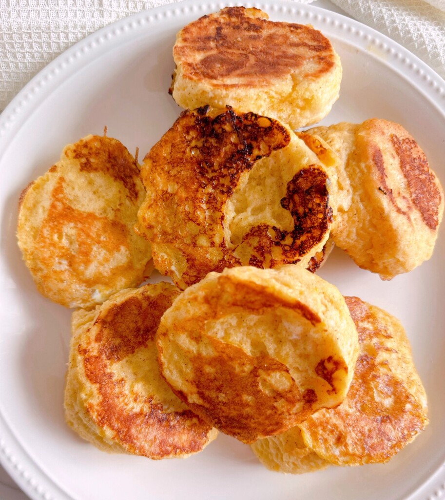 Baked Biscuit French Toast on a plate waiting to be served.