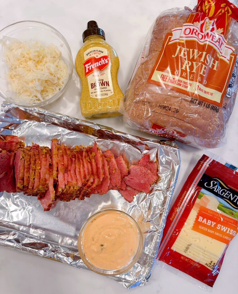Ingredients for Rueben Sandwiches.