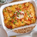 Chicken and Hash Brown Casserole in the casserole dish.