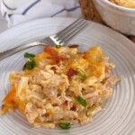 Single serving of chicken and hash brown casserole.