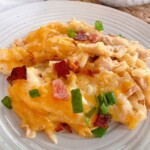 Scoopful of chicken and hash brown casserole.